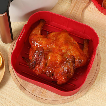 2Pcs Air Fryer Silicone Liners Fit 3-5QT Air fryer, Reusable Food Grade Silicone Air fryer Liners Baking Tray Basket Accessories(Round, 6.5 Inch)