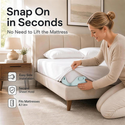 B-Land Bed Sheet Holders for Corners:4 Pack Non-Stretch External Clips- Fitted Sheet Grippers for Deep Pockets- No-Lift for Dorm & RV Beds, Keep Sheets Tight on Memory Foam & Twin-King (White+Grey)