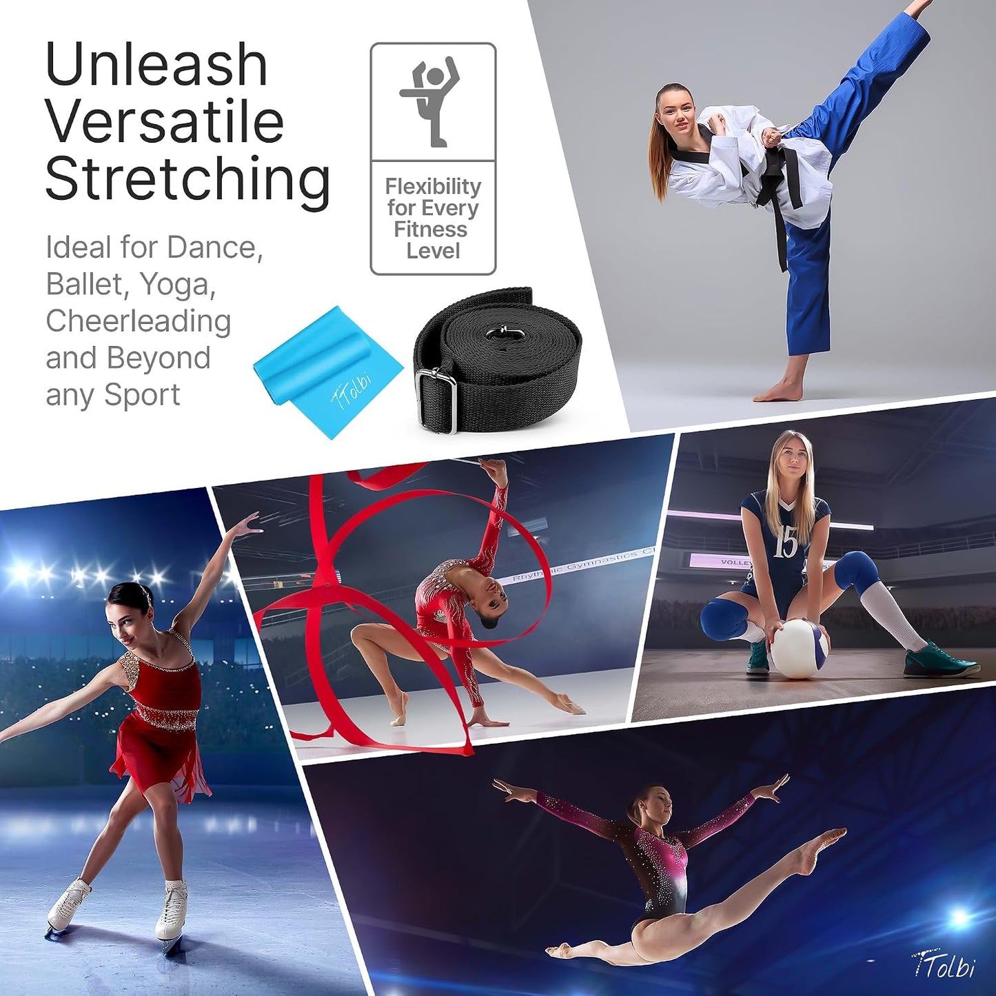 Leg Stretcher Strap with Door Anchor and Resistance Band, Splits Trainer | Home Flexibility Trainer for Splits, Ballet, Dance, Cheer, Yoga, Gymnastics, Pole and Taekwondo, Kids to Adults, All Levels