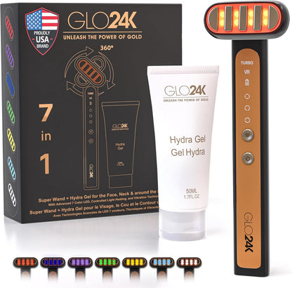 GLO24K Heated Eye Wand & Eye Massager Tool - Gentle Warmth & Vibration for Smoother-Looking Skin, Refreshing Under-Eyes Massage, Portable Beauty Device