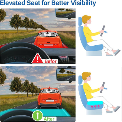 Allaboutsla Car Seat Cushion for Driving, Car Seat Pillow for Short Drivers | Ergonomic Memory Foam Seat Cushion for Pain Relief, Adult Booster Seat for Car, Butt Cushion for Car, Truck, Office, B&G