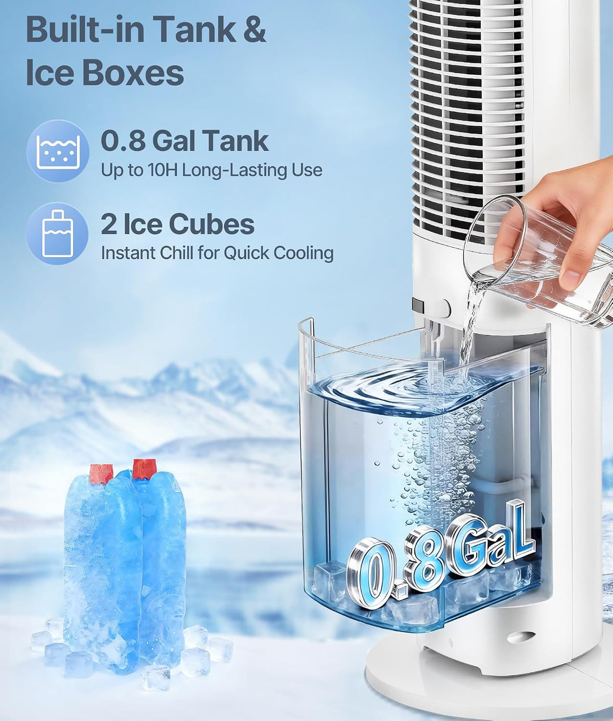 Evaporative Air Swamp Cooler, Cooling Fans that Blow Cold Air, 38in