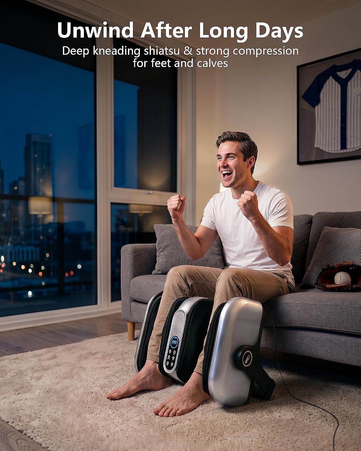 JZBRAIN Pro Shiatsu Foot Massager with Heat for Plantar Fasciitis | L1-L9 Compression, Roller Kneading, Vibration, Soothing Heating, Remote Control, Adjustable Stand for Flat or Angled Use