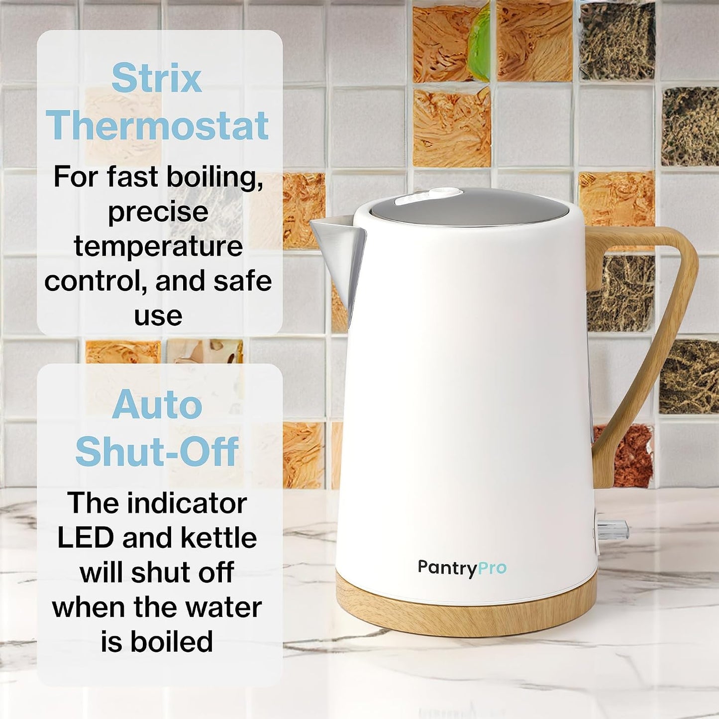 1.0L 1500W Gooseneck Electric Kettle - Stainless Steel Interior - Rapid-Boil - Auto Shut-Off, Boil-Dry Protection, Temperature Control, LED Indicator - Black by The Display Guys