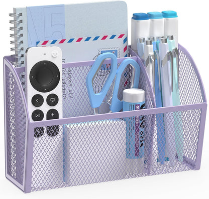 YINGHUA 3 Compartment Magnetic Metal Mesh Pen Holder, Black Desk Caddy | Perfect magnetic organizer for locker, whiteboard, refrigerator, or office. Easily holds pens and accessories