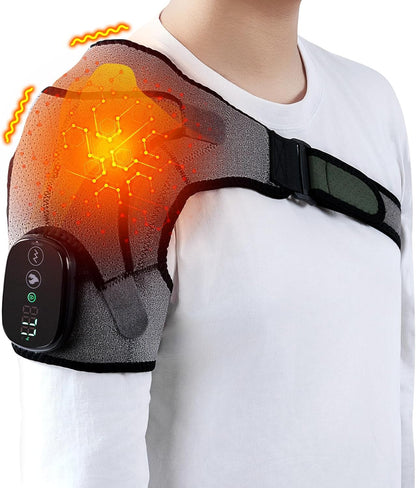 Shoulder Heating Pad with Massager,Rotator Cuff Shoulder Pain Relief,Black