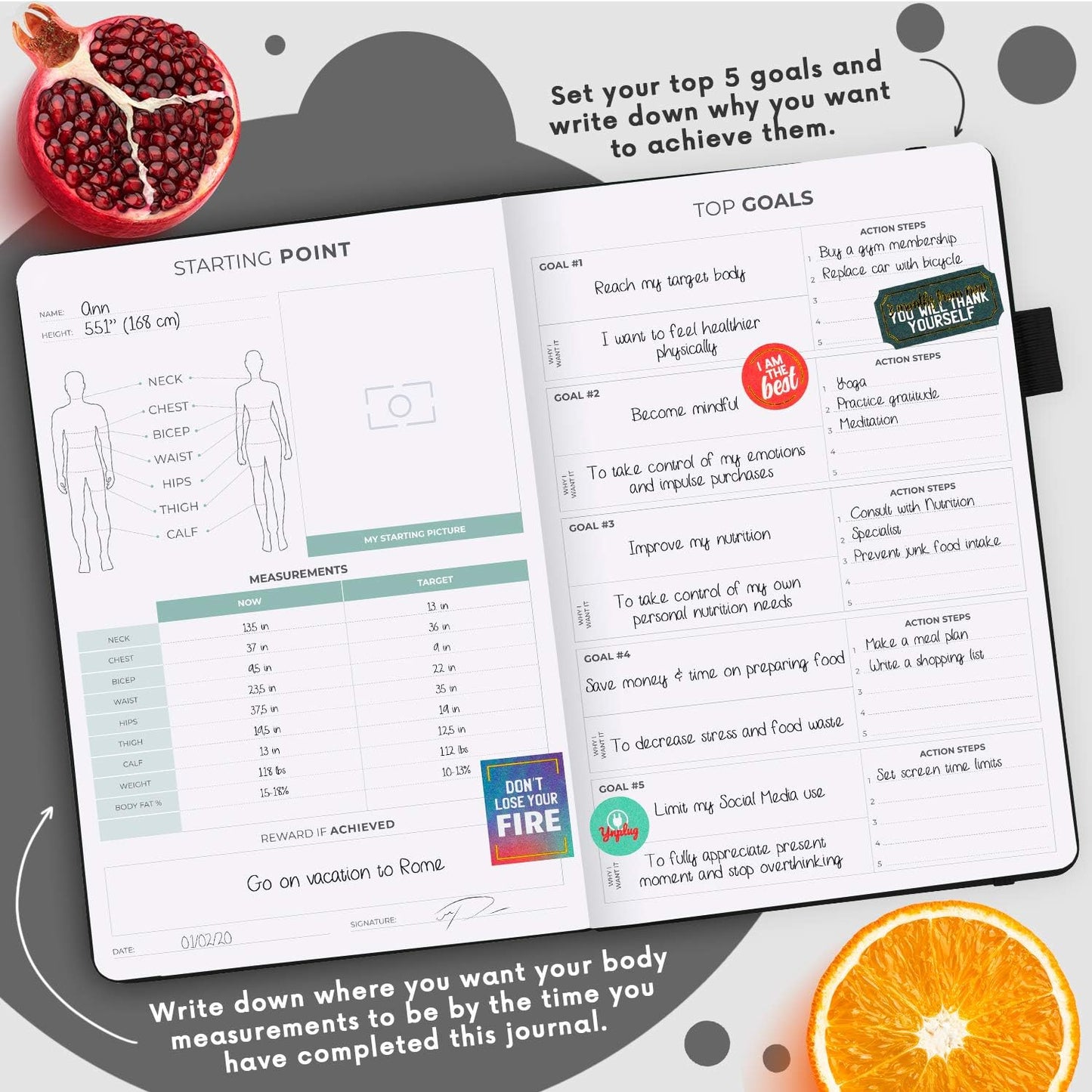 Clever Fox Wellness Planner & Food Journal for Weight Loss, A5 Orange | 5.8"x8.3" nutrition & exercise tracker for women tracking meals, diet & symptom diary, calorie counter notebook, stickers