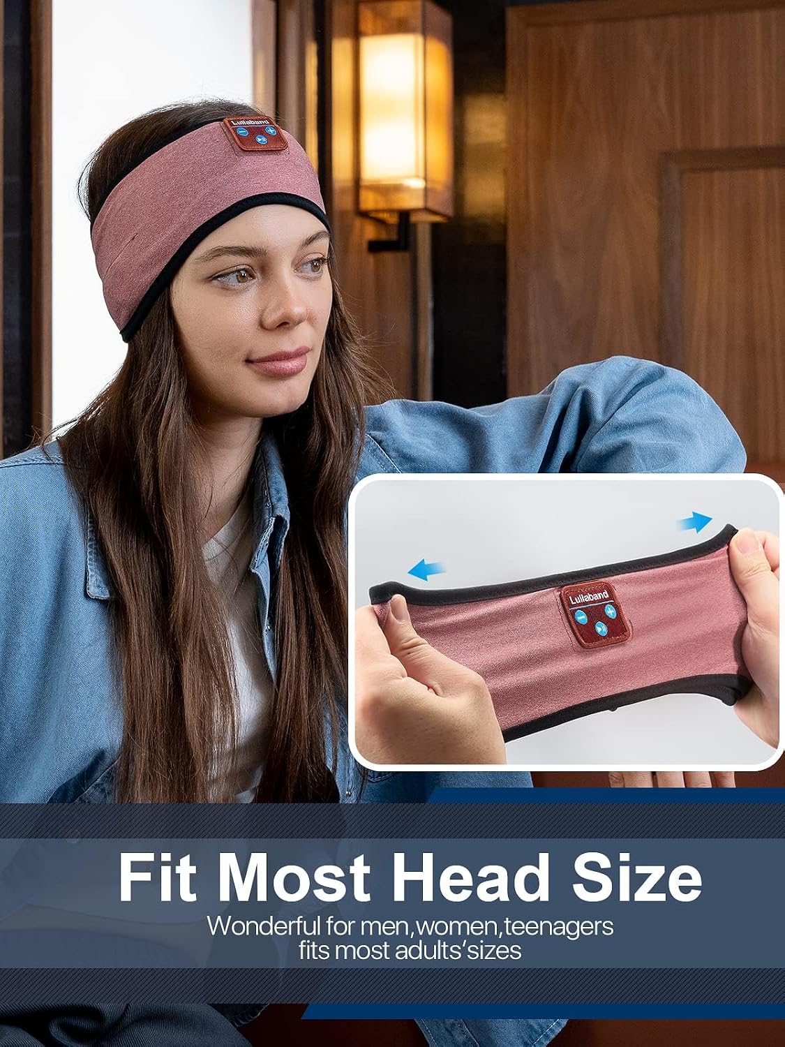 Lullaband Sleep Headphones, Bluetooth Headband Headphones with 12-Hour Battery, Soft Headband for Sleeping, Travel, Exercise, Yoga & Relaxation