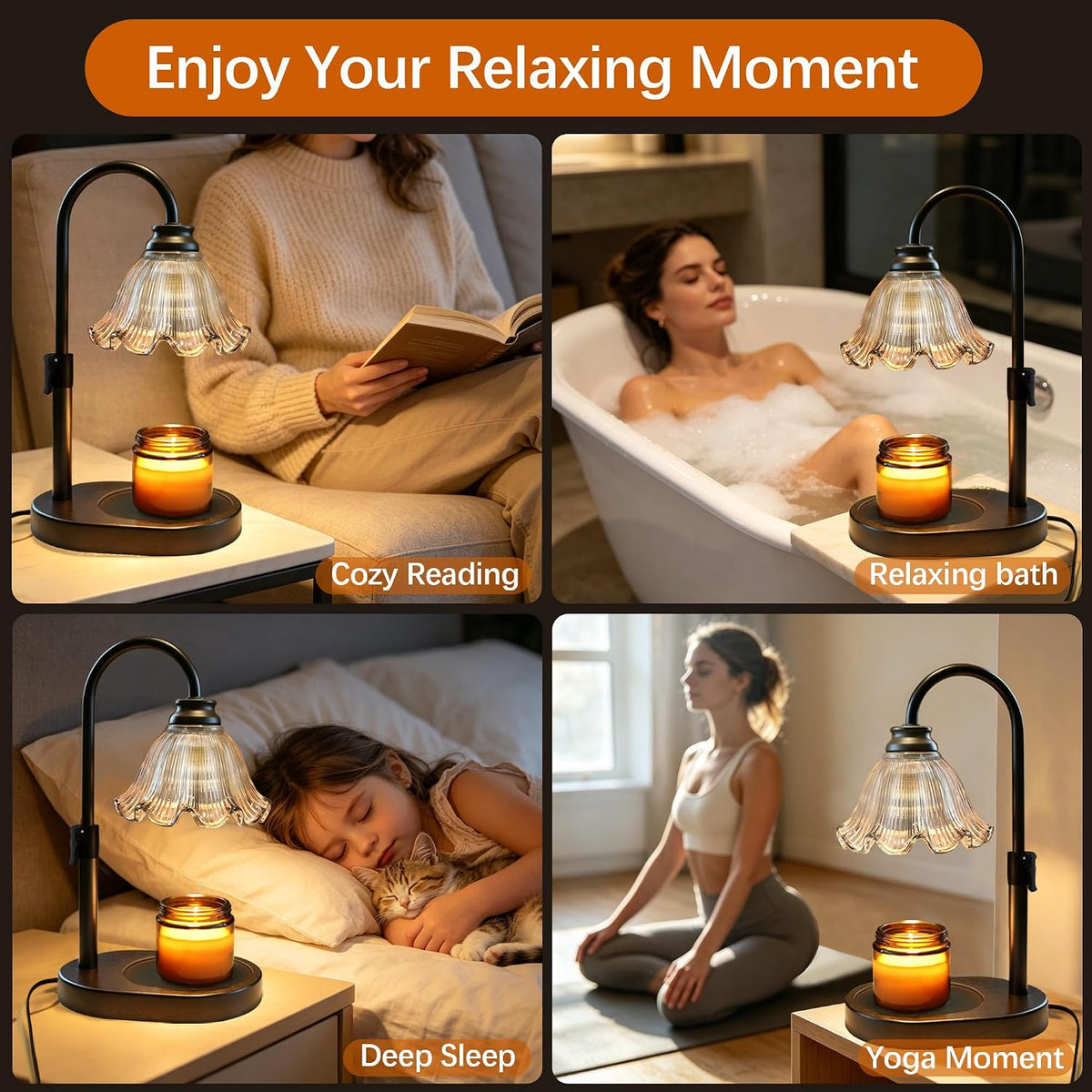 Candle Warmer Lamp with Timer and Dimmer, Adjustable Height Design