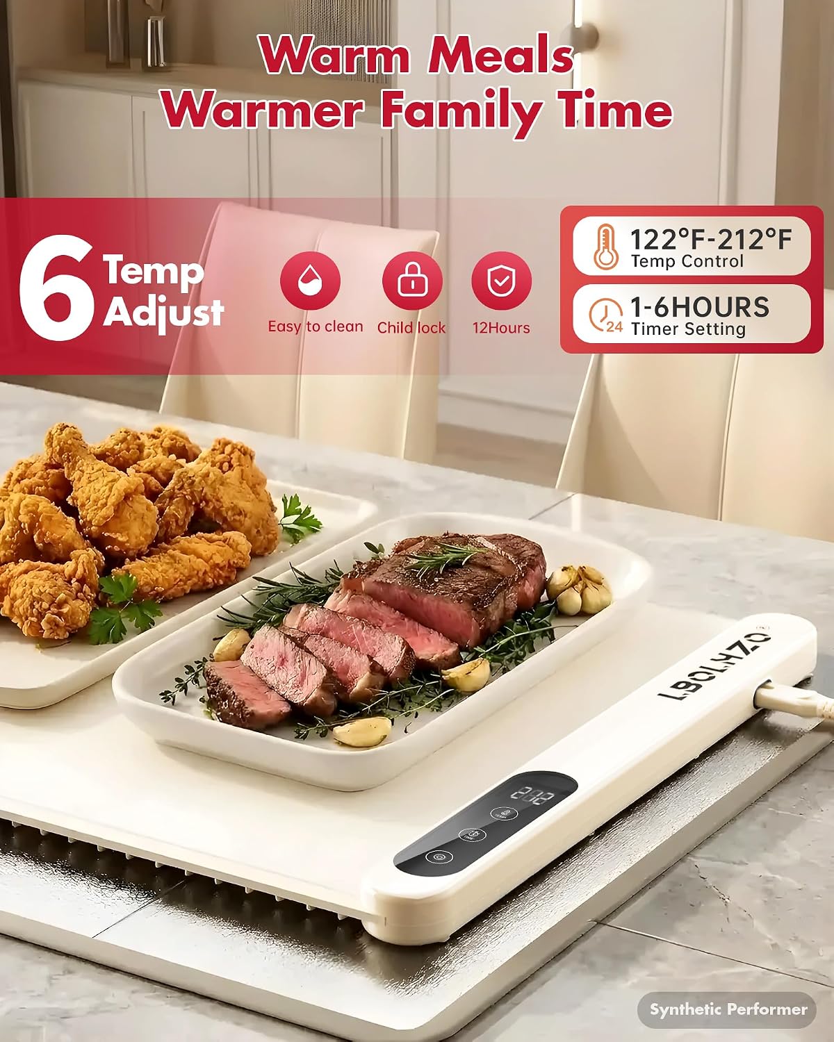 Warming Mat For Food Extra Large 36"x16" 580W Food Warming Mat Buffet Servers and Warmers,Chafing Dishes for Buffet 6 Temp 6 Hour,Roll Up Food Warmers for Parties Buffet Catering Gatherings