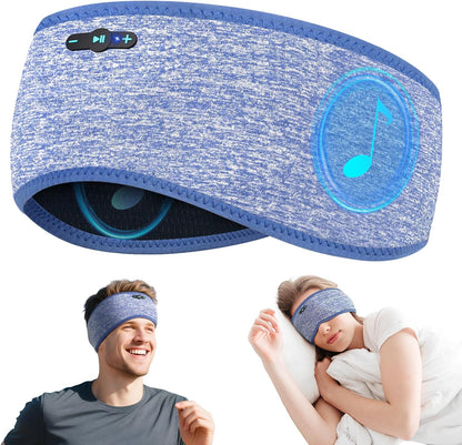Sleep Headphones Bluetooth 6.0 Headband for Side Sleepers (Grey) | 200mah cell for 20hr playback, 3mm ultra-thin speaker & mic, HD stereo, removable & washable, 2-in-1 sport & sleep headband