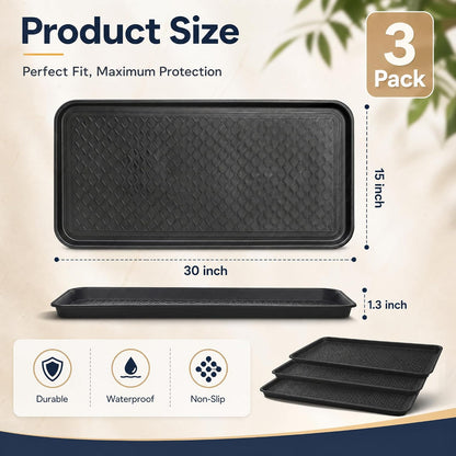 Fasmov 3 Pack Utility Boot Tray Mat Multi-Purpose Anti-Slip Tray Mat Boots, Dog Food Bowls, Gardening, Laundry, Kitchen, Garage, Entryway, 30 x 15 inches