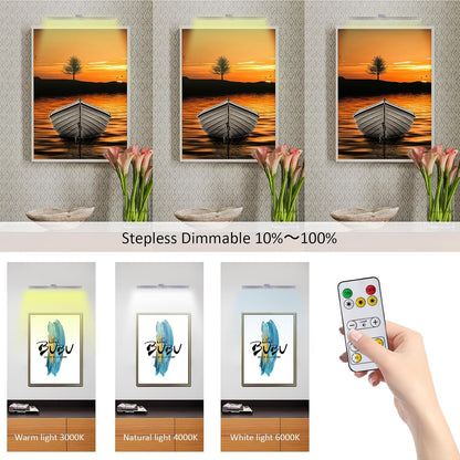 MIOBLUE Rechargeable Picture Lights with Remote,Full Metal Painting Light Display LED Battery Lamp with 3 Lighting Modes, Dimmable Dartboard Light with Timer for Frame Portrait Art