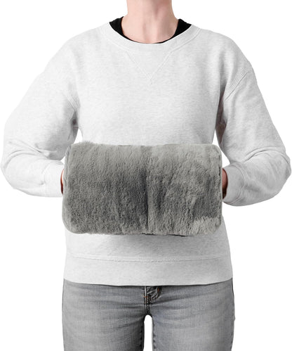 Brookstone Faux Fur Hand Warmer Muff with Microwavable Gel Pack