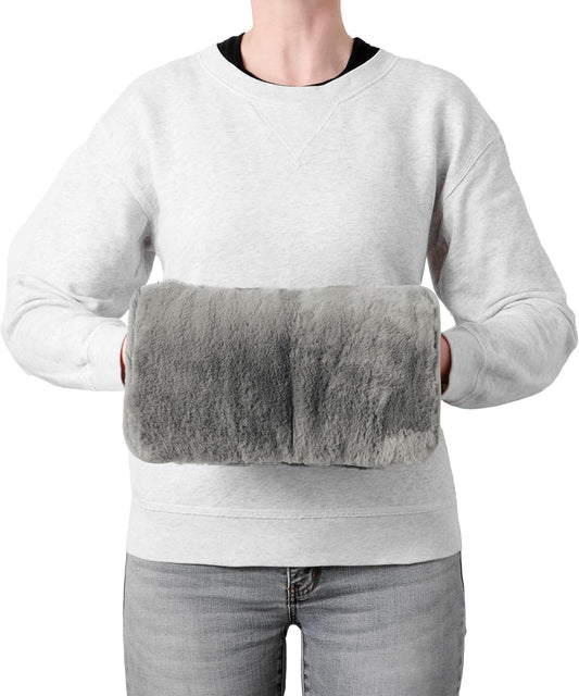 Brookstone Faux Fur Hand Warmer Muff with Microwavable Gel Pack