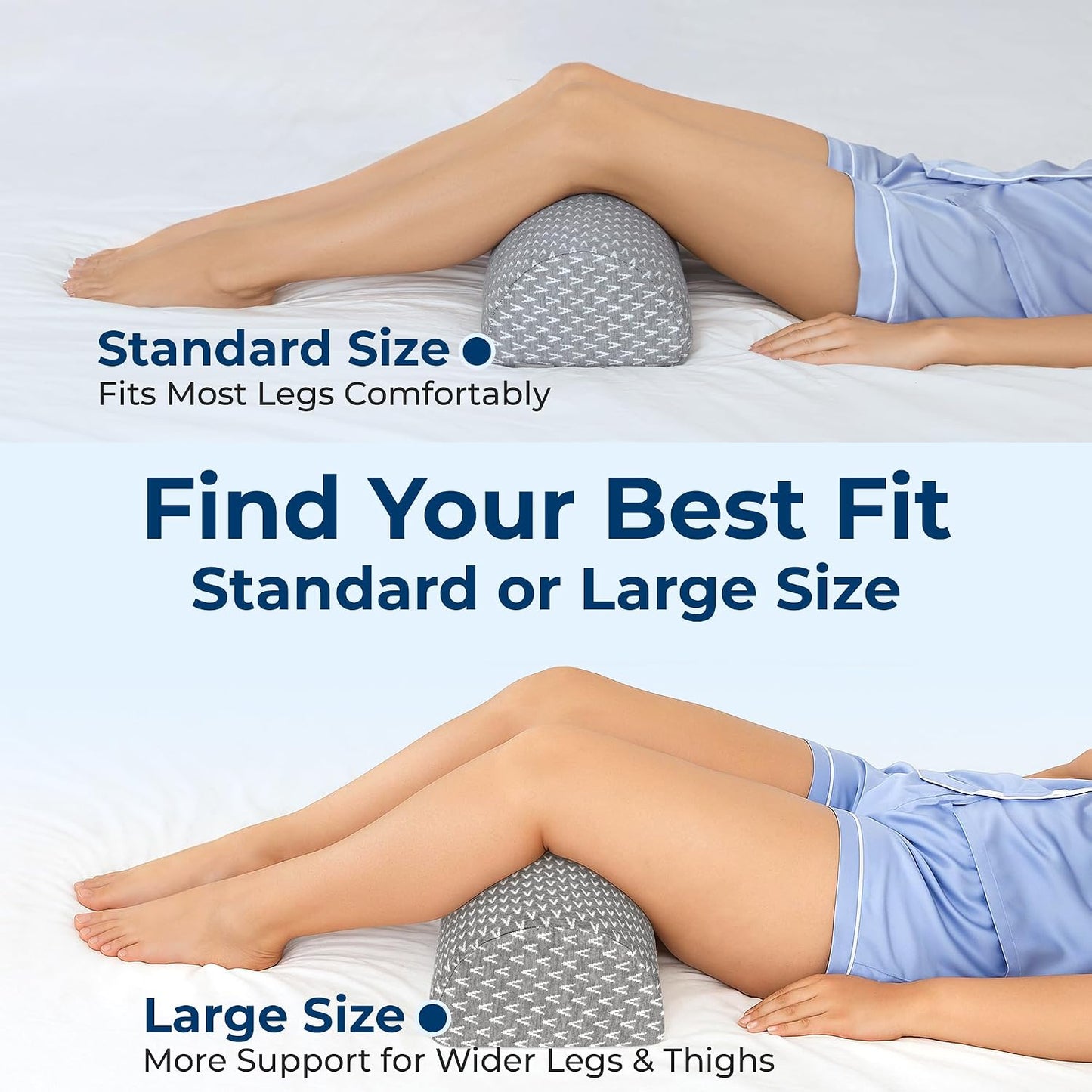 5 STARS UNITED Knee Pillow for Back Sleeping – Half Moon Bolster Pillow for Legs, Under Knee Pillow for Sleeping on Back, Memory Foam Leg Pillow for Back Pain, Gray