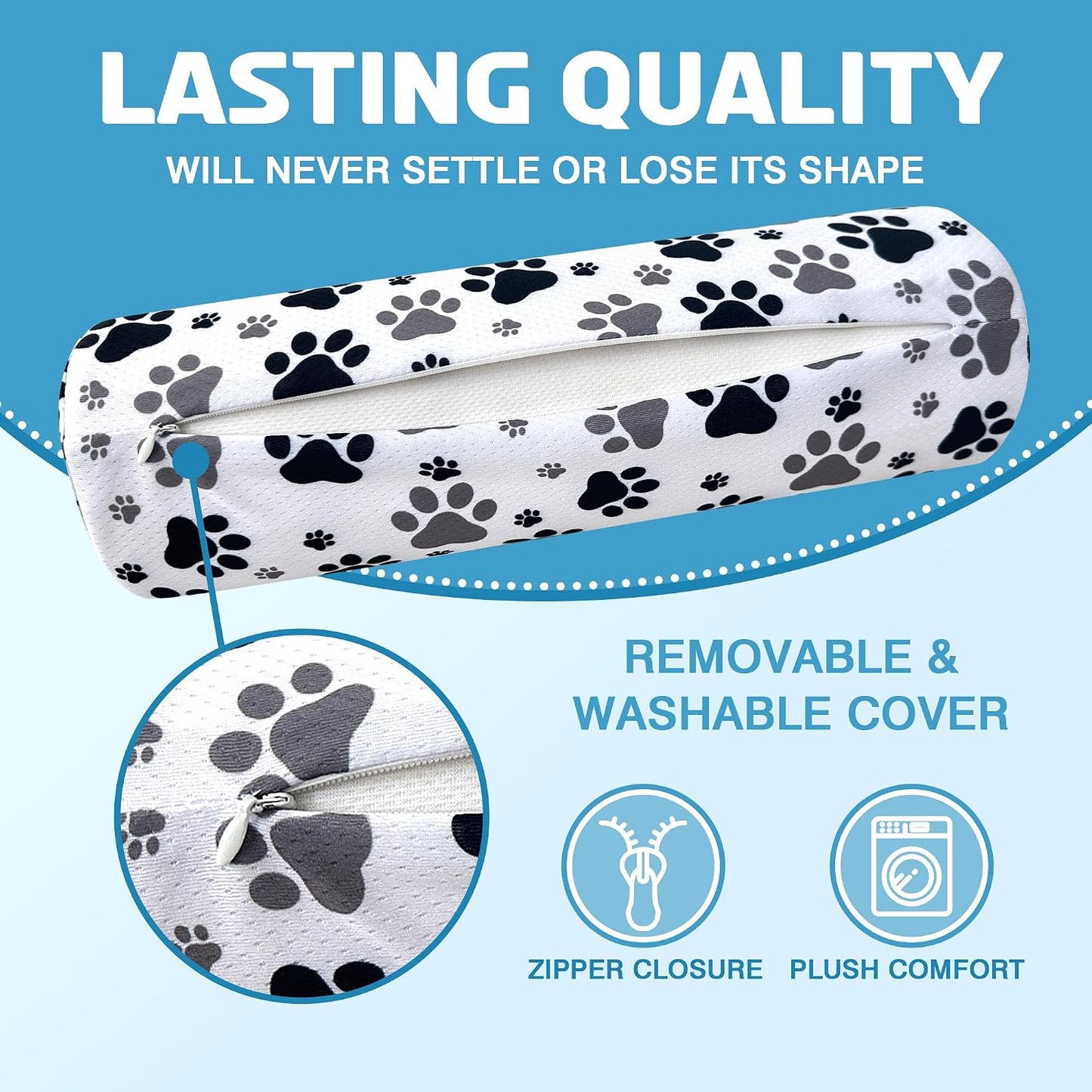 Neck Roll Pillow for Sleeping,Ergonomic Cylinder Tube Pillows for Cervical Spine and Neck Support,Versatile Roll Pillow for Bed,Office,and Travel,Memory Foam Bolster with Washable Cover