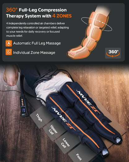 JZBRAIN Sequential Air Compression Recovery System : Professional Full Leg Compression Boots for Circulation and Pain Relief - Sequential Device for Muscle Relaxation - for Athletes,Women,Men