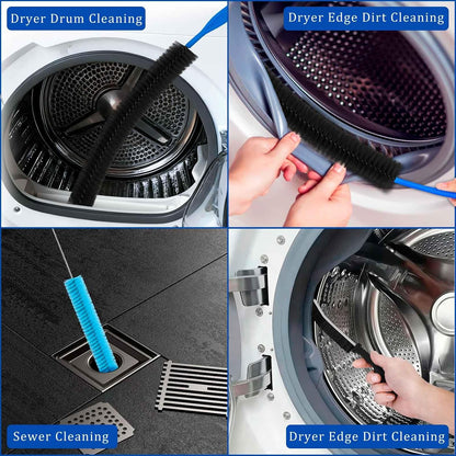 Dryer Vent Cleaner Kit with Dryer Vacuum Hose Attachment | 4-in-1 Multi-Lint Remover Brush, Suitable for Most Vacuum Cleaners, for Efficient, Safe, and Thorough Dryer Lint Cleaner Tool