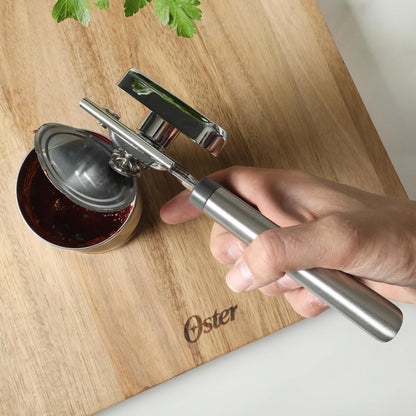 Oster Chadswyck 8” Can Opener, Stainless Steel Manual Can Opener with Soft Grip Handles, Smooth Edge Cutting, Dishwasher Safe