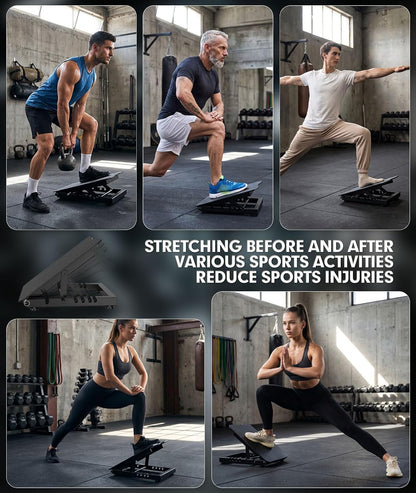 Steel Slant Board for Calf Stretching, 600lbs Capacity 5 Adjustable | Commercial Incline Board with Full-Surface High-Grip Tape, Squat Wedge for Plantar Fasciitis, Home Gym & Physical Therapy