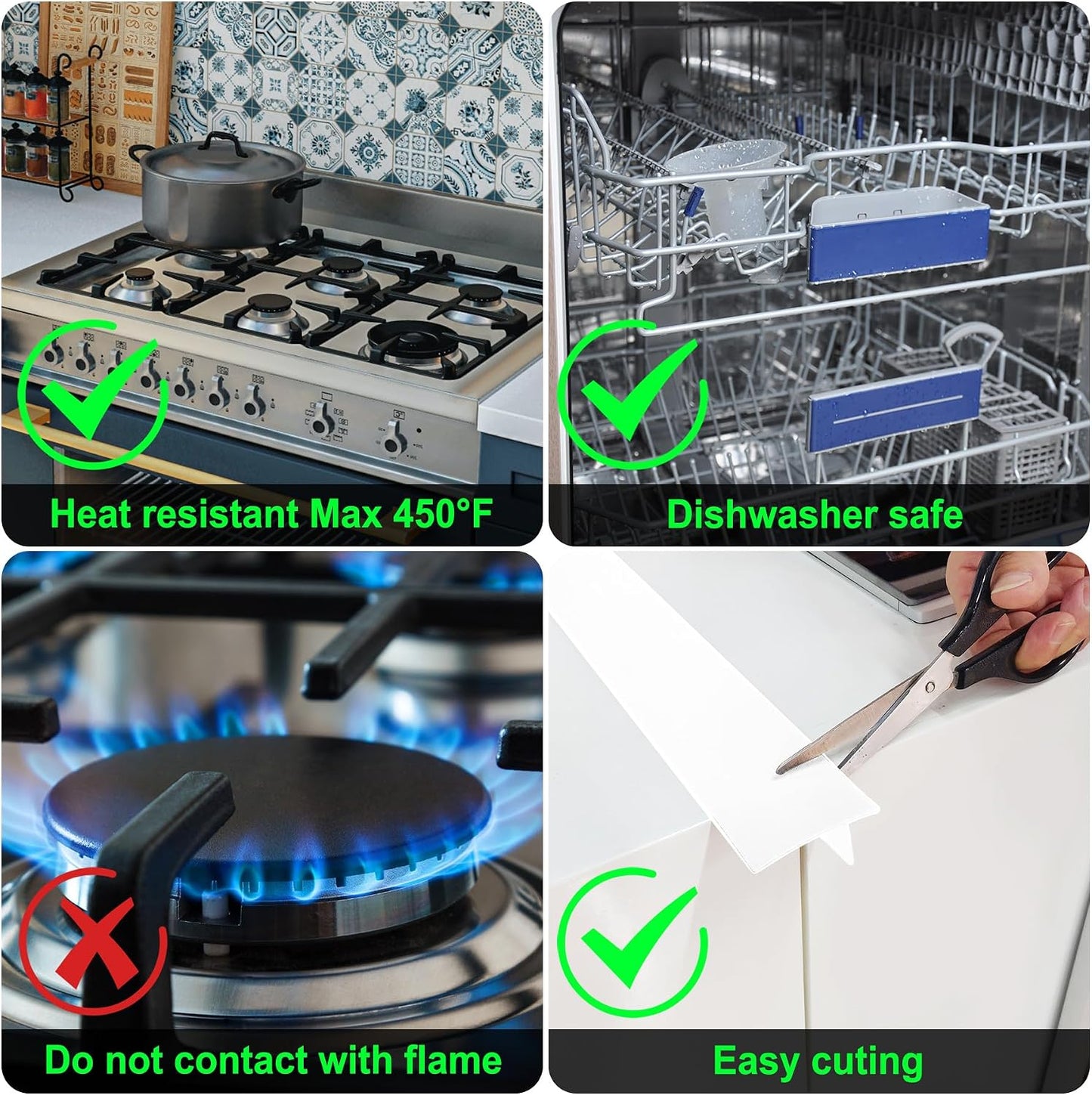 Silicone Stove Counter Gap Cover - 25 Inch Gap Filler 2 Pack Black | Long gap filler seals spills between kitchen appliances Stovetop oven countertop; stove gap cover, gas stove side gap covers