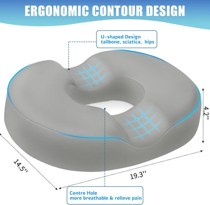 BlissTrends Donut Pillow Seat Cushion, Memory Foam Lifting Cushions(Black) | Donut Chair Cushions for Postpartum Pregnancy & Hemorrhoids,Tailbone Pain Relief Cushion for Office&Home Chairs