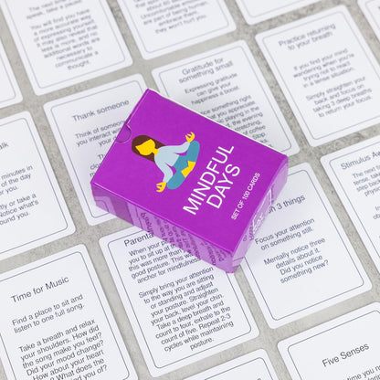100 Mindful Days - Daily Mindful Activity Cards – Self-Care & Gratitude Prompts for All Ages | Portable Travel Deck for Mental Wellness, Focus & Stress Relief