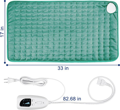 Electric Heating pad with 6 Heat Settings, Auto Shut Off, Dry Electric Heating for Back Neck Knee Arms Legs Shoulder Heat Pads for Christmas Birthday Father Mother's Day (24"X12", Gray Green)