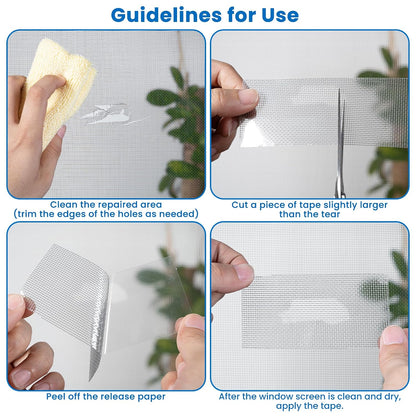 Gray Fiberglass Screen Mesh Patch Tape 2" x 35FT Strong Adhesive Repair Kit | Strong adhesive fiberglass mesh repair kit for screen holes and tears, easy to cut and apply, waterproof indoor outdoor
