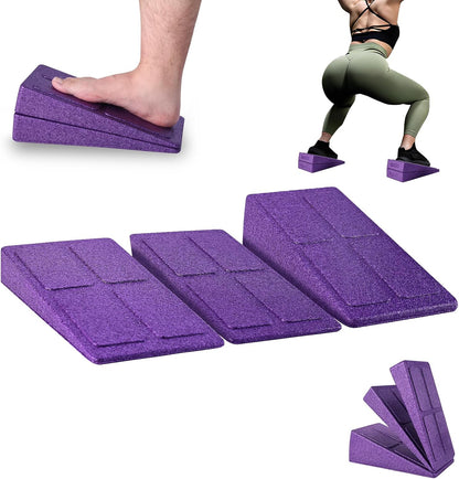 Slant Board 3 Pcs Squat Wedge for Calf Stretching | 12" x 6.3" With Carry Bag，Adjustable Foam Slant Board Wedge Great for Exercises，Foot Stretcher for Plantar Fasciitis