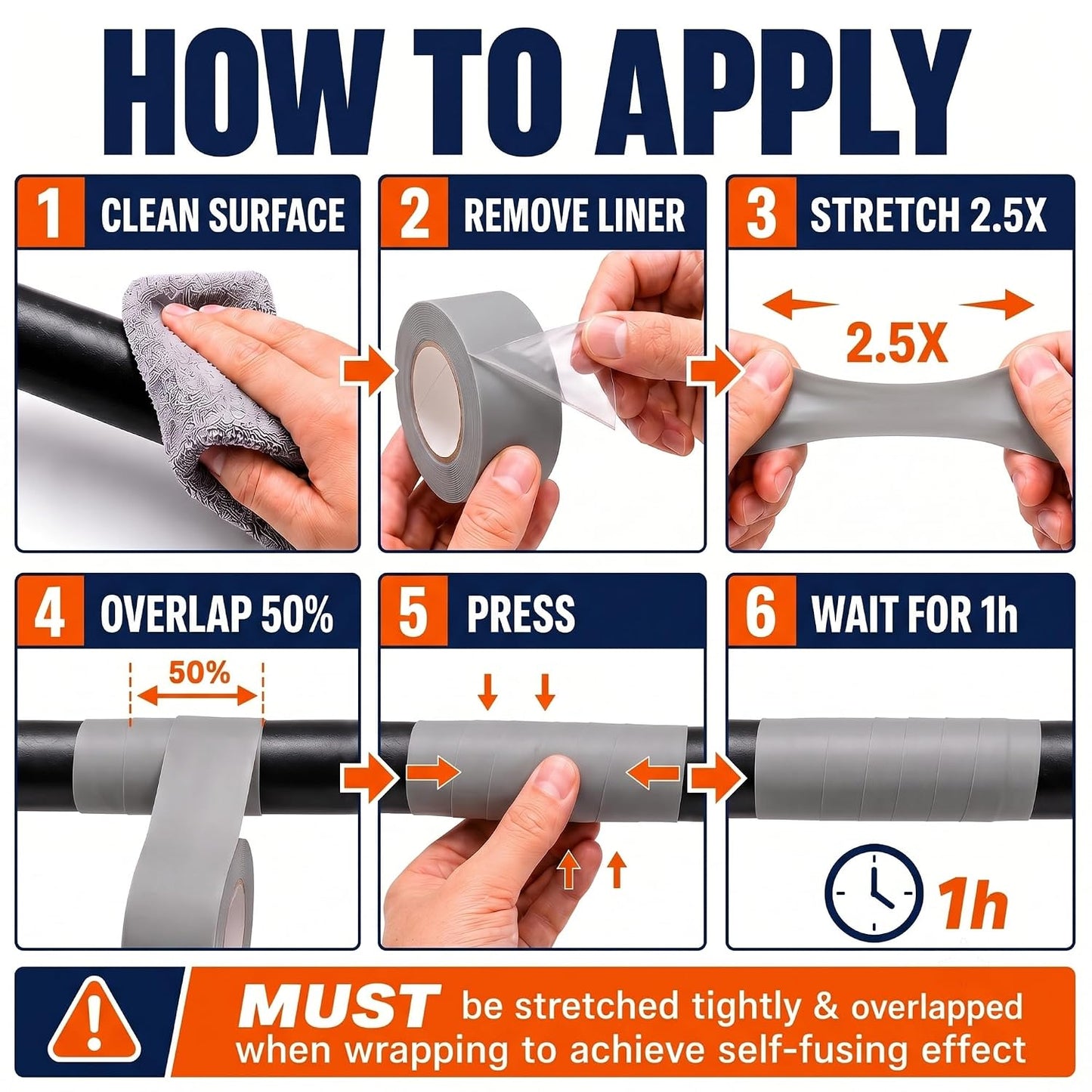 Self Fusing Silicone Tape 2 Rolls Flex Seal Tape 1 Inch x 10 Feet | Waterproof Hose Repair Tape, Silicone Rubber for Plumbing, Pipe Leak Seal, Rescue Tape, Outdoor Coax And Tool Fixation