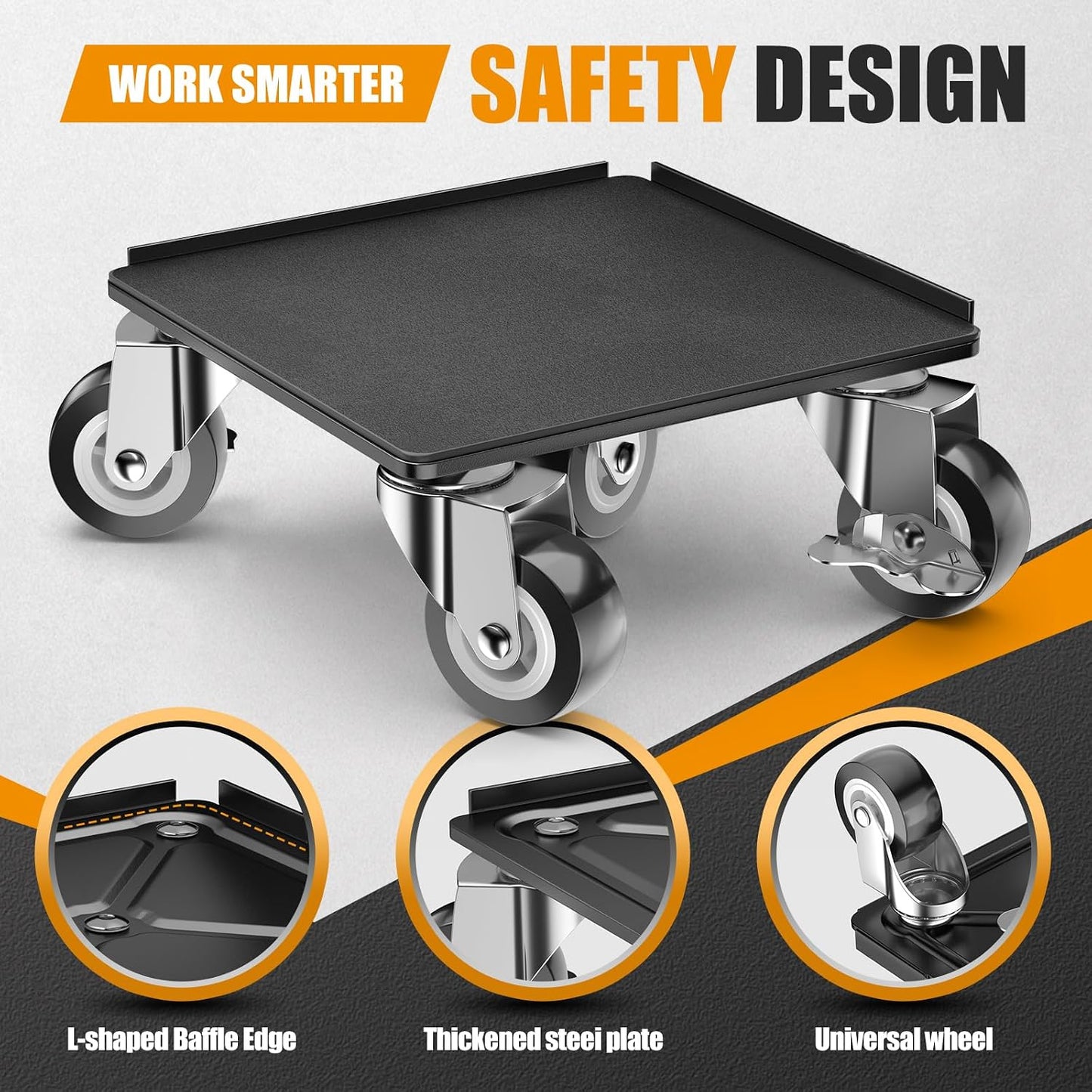 LOYAL TIGER 1500LBS Heavy Duty Furniture Dolly & Movers Set (5.4 Inch, Red) | 5-Wheel Carbon Steel Rollers with Locking Casters & Lifter. Moving Kit for Refrigerator, Washer, Sofa & Cabinet.