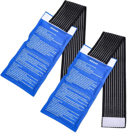 Reusable Gel Ice Pack 2 Piece Set Soft Cold Hot Compress Wraps with Straps