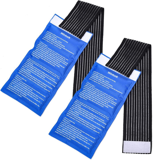 Reusable Gel Ice Pack 2 Piece Set Soft Cold Hot Compress Wraps with Straps