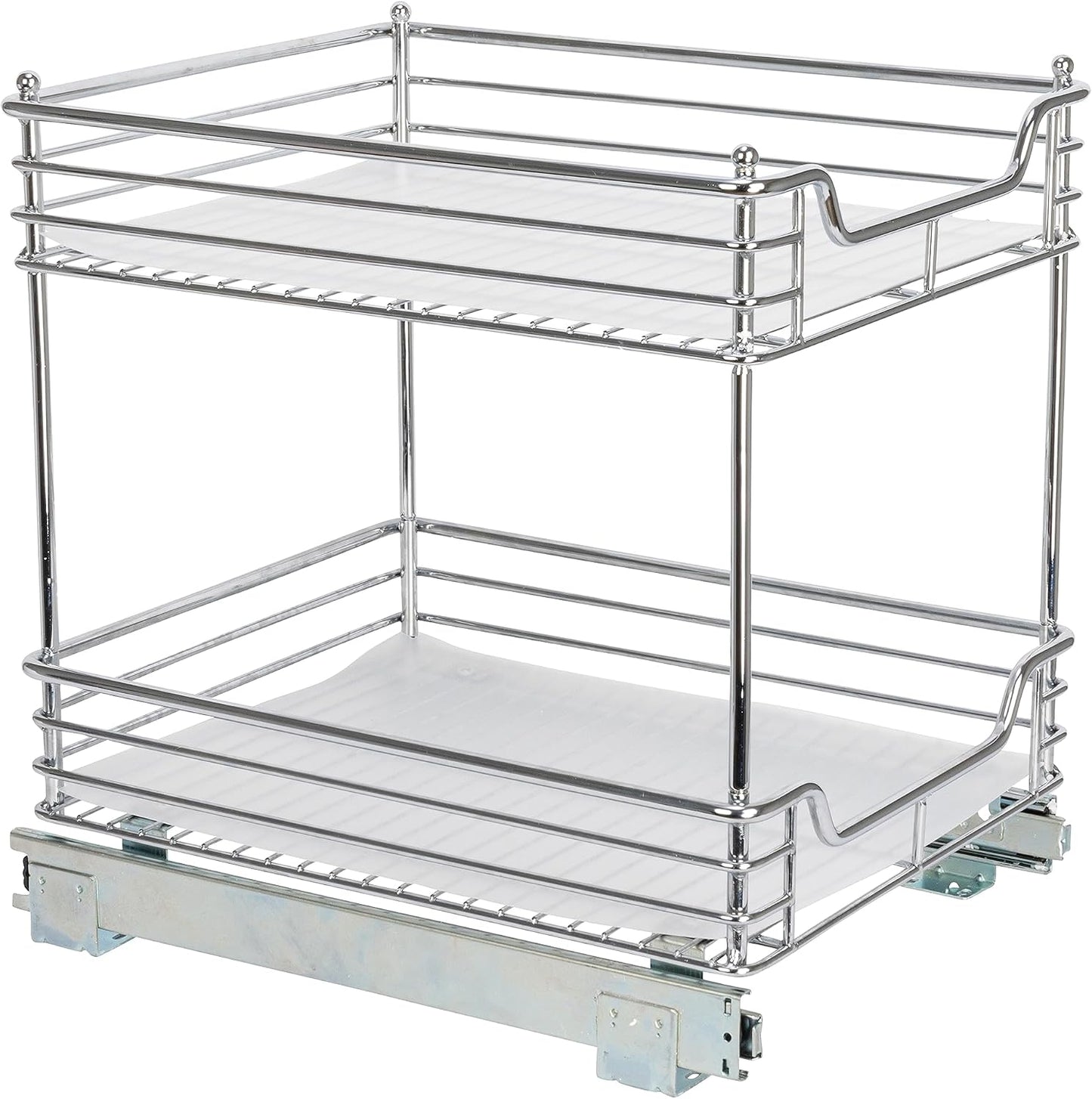 Household Essentials Glidez Multipurpose Chrome-Plated Steel Pull-Out/Slide-Out Storage Organizer for Cookware and Bakeware - 2-Tier Design - Fits Standard Size Cabinet or Shelf, Chrome