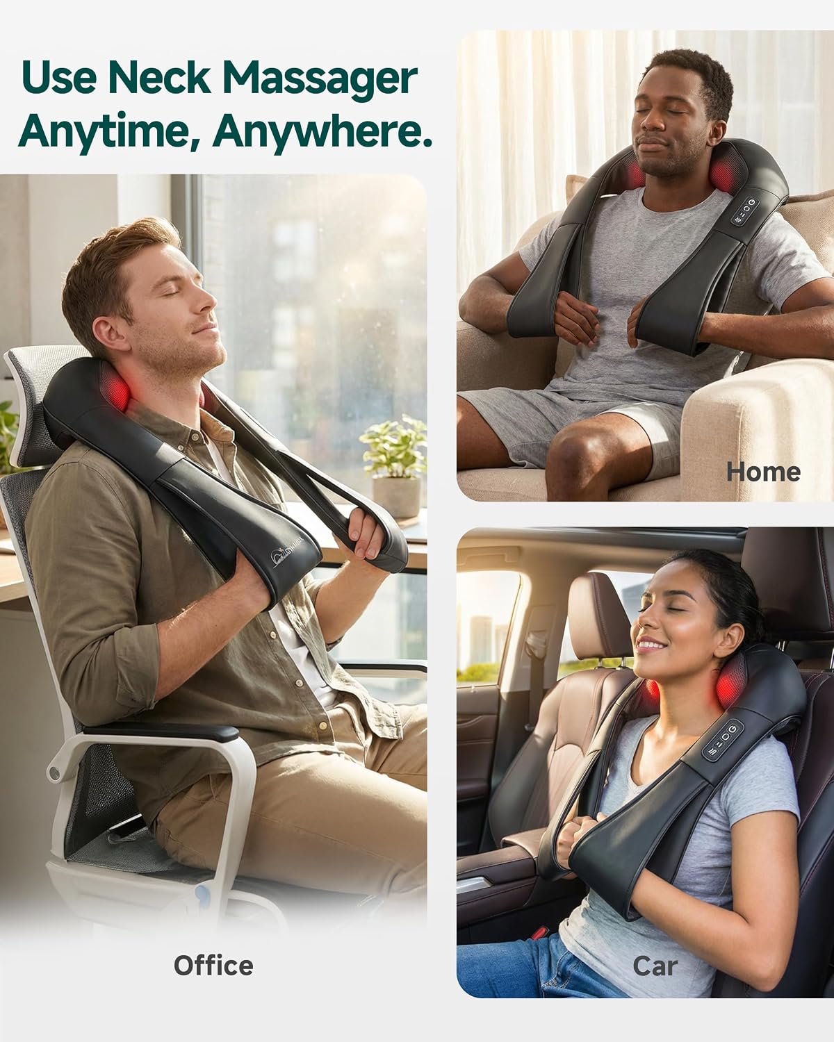 Shiatsu Neck & Shoulder Massager with Heat, Deep Tissue Back Massager