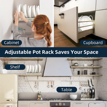 ROOHUA Pot and Pan Lid Organizer Rack for Under Cabinet, 12"-23" Expandable | 10 Adjustable Dividers, Holds Pan Lids, Cookware & Bakeware, Creates Tidy Cabinet Storage, Durable Metal, Bronze