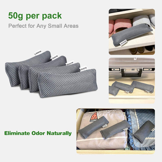 12 Pack Charcoal Shoe Deodorizer Bags inserts, Shoe Odor Eliminator,Drawer Deodorizers, Activated Charcoal Odor Absorber for Gym Bag, Car, Pet, Closet | 100% Natural Shoes Smell Remover，eliminates odor naturally,can be reused up to two years