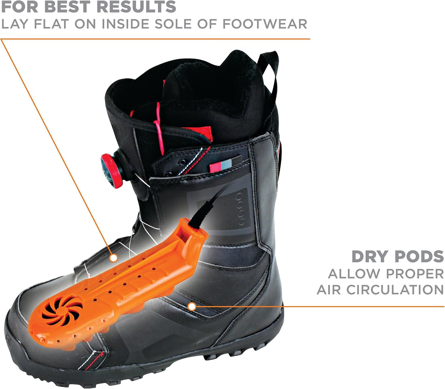 DryGuy Travel Dry DX Boot Dryer and Shoe Dryer, Orange & Black
