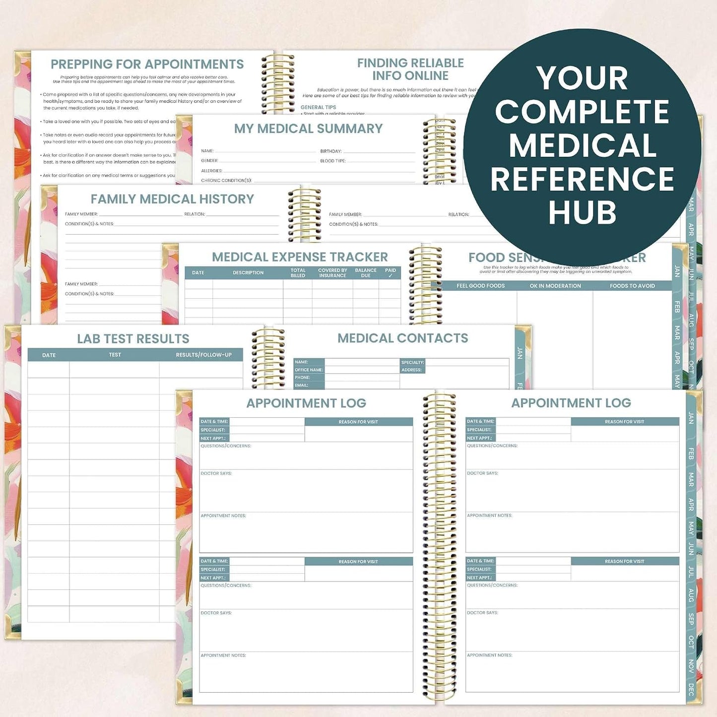 bloom daily planners Undated Chronic Illness Planner & Medical Journal - 12 Month Pain & Symptom Tracker, Mood & Medication Log, Appointment Organizer (7” x 9”) - Chronically Resilient