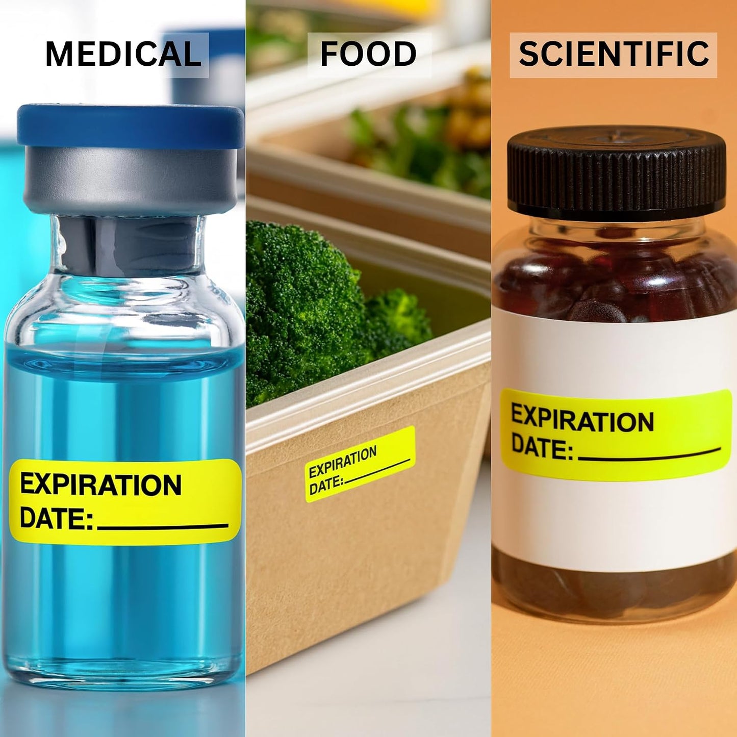 Pantry Labels for Containers, Waterproof Date & Contents Food Labels, 1" x 2" (25.4 x 50.8mm), 500/Roll, Writable