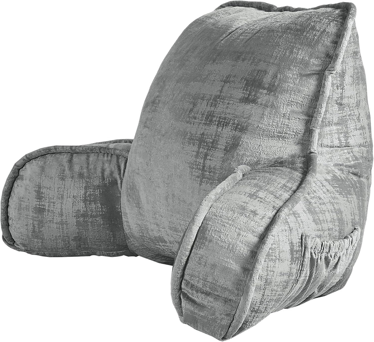 DIY Assembly Art Velvet Backrest Reading Bed Rest Pillow with Arms & Pockets, 18" H for Sitting in Bed Couch Sofa, Back Support Cushion with Removable Cover, 20"x18"x17", Aqua