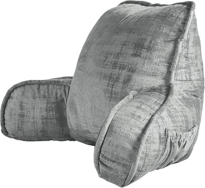 DIY Assembly Art Velvet Backrest Reading Bed Rest Pillow with Arms & Pockets, 18" H for Sitting in Bed Couch Sofa, Back Support Cushion with Removable Cover, 20"x18"x17", Aqua