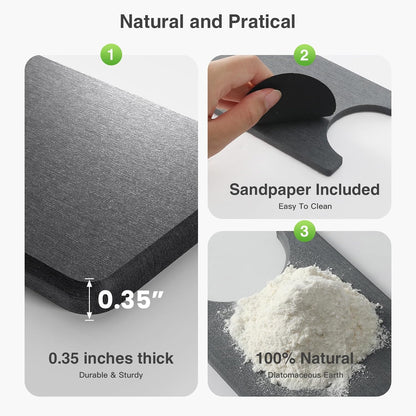 Premium Stone Faucet Mat for Kitchen Sink, 30" x 4" White | Quick Drying & Water Absorbent, Sink Splash Guard Tray for Prevents Moisture Buildup