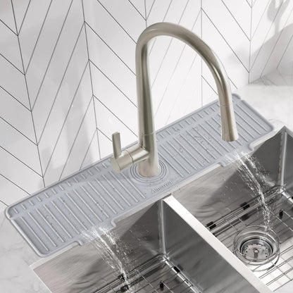 Kitchen Sink Splash Guard, 20IN Longer Silicone Faucet Guard & Draining Mat, Bathroom and Kitchen Sink Organizer, Sink Faucet Mat Water Splash Guard Behind Faucet Accessories Gadget, 20” x 5.5”, White