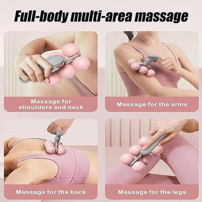 6-Wheel Handheld Massage Roller for Muscle Pain Relief (Blue)