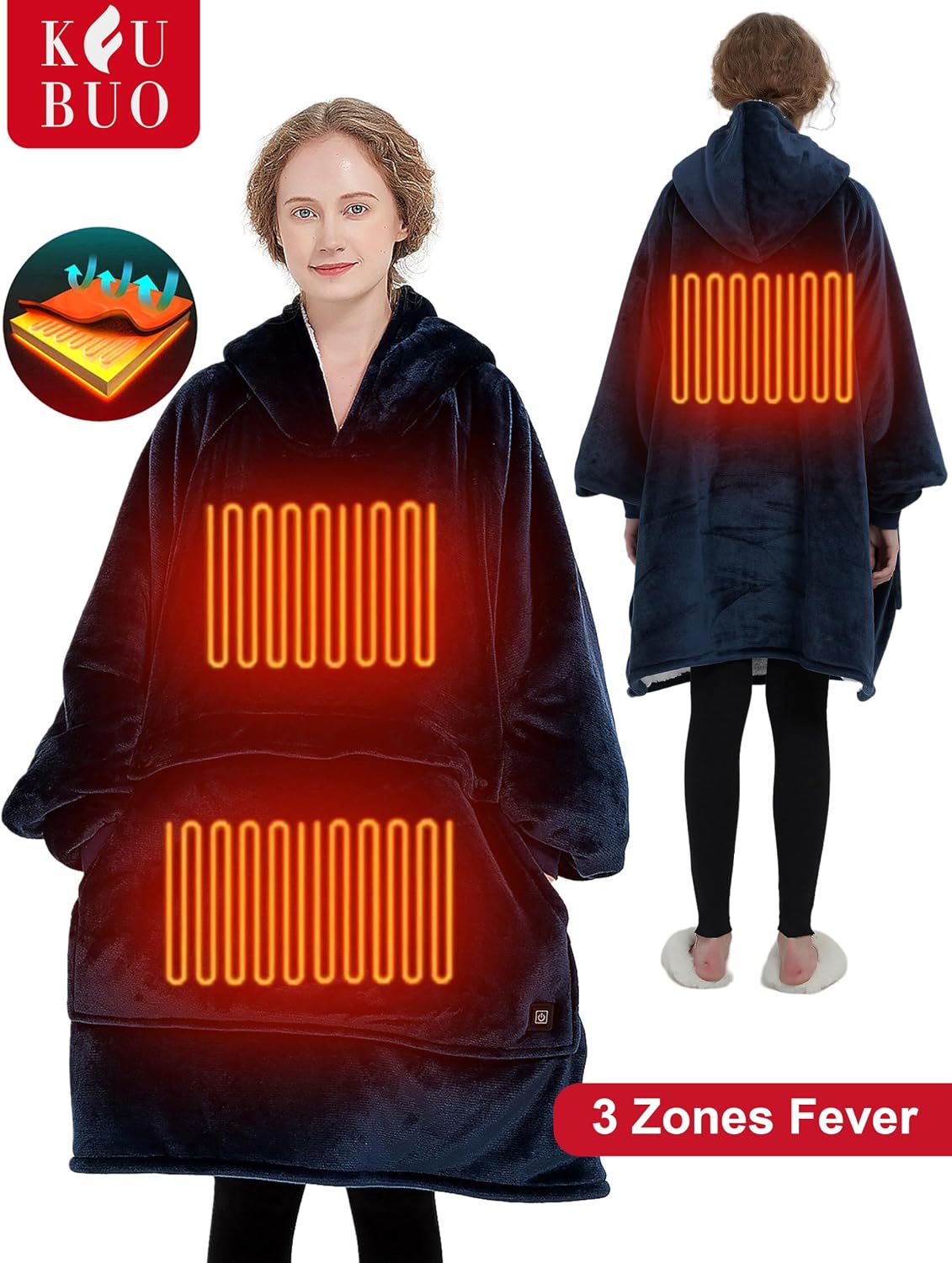 KFUBUO Wearable Heated Blanket Cordless Oversized Hoodie Sweatshirt