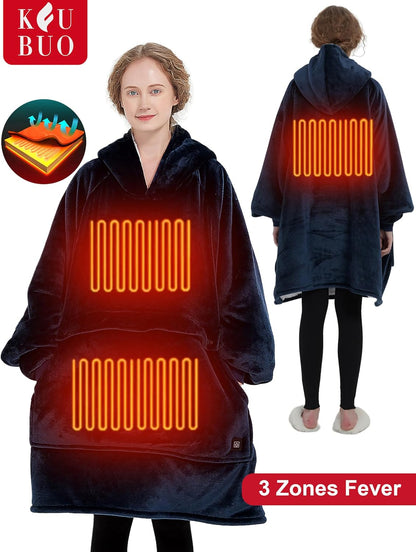 KFUBUO Wearable Heated Blanket Cordless Oversized Hoodie Sweatshirt
