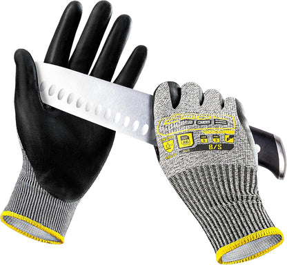 COOLJOB 12/120 Pairs Cut Resistant Work Gloves PU Coating, ANSI A2 A4 A6 A9